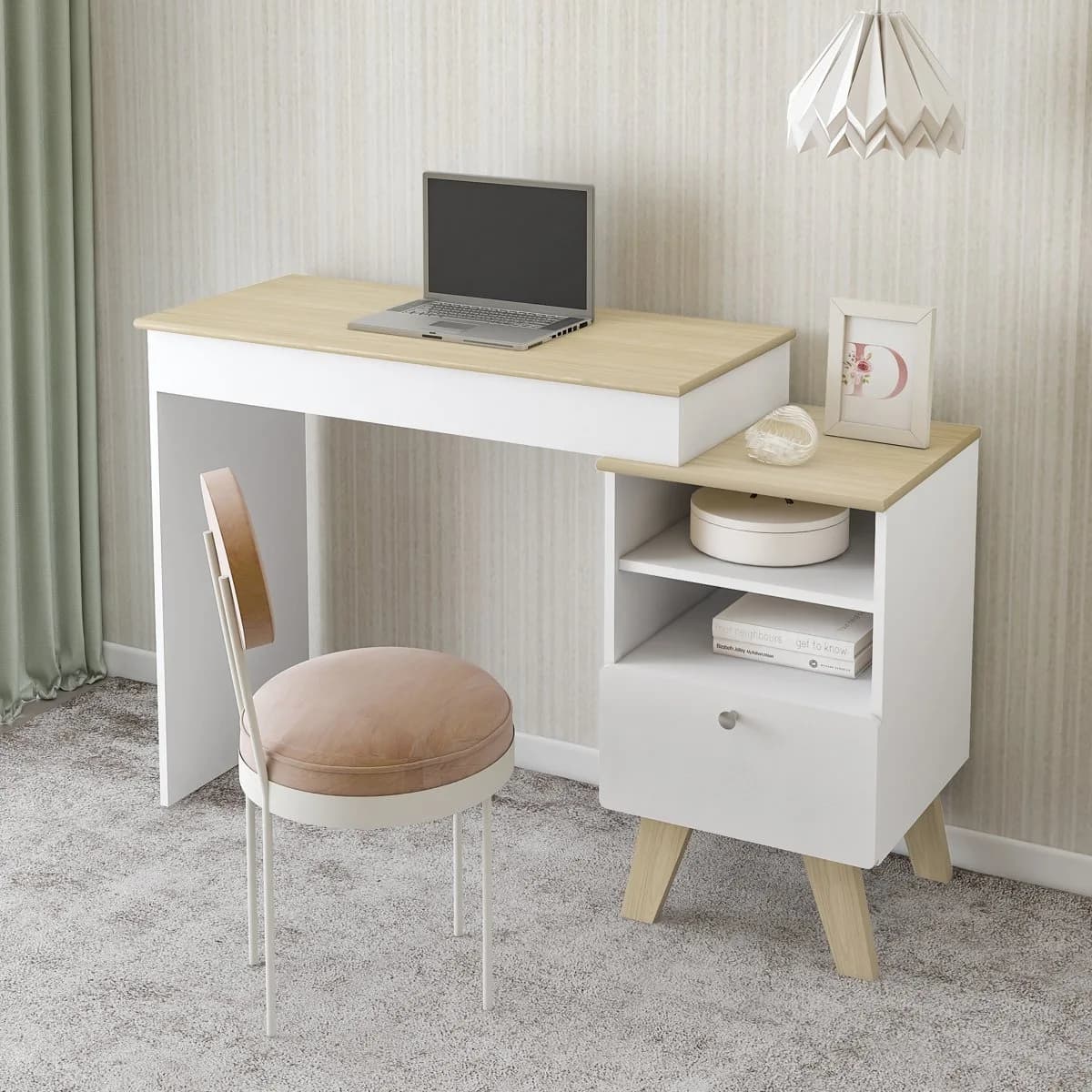 Escrivaninha Penteadeira Dora - Naturale C / Branco