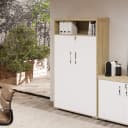 Armário Tamburato com Nicho na cor Carvalho/Branco