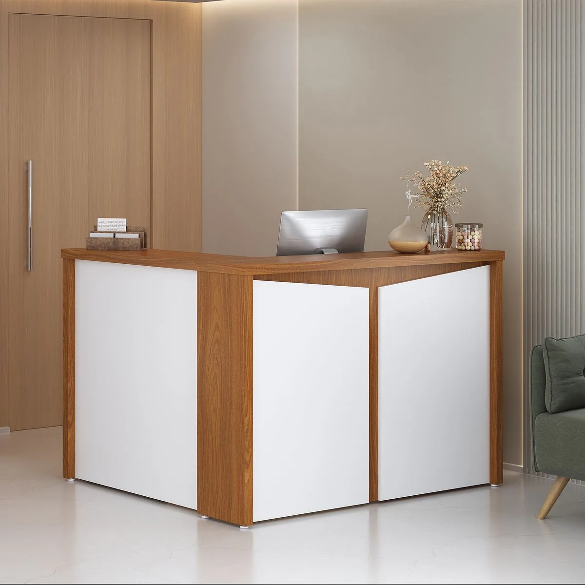 Balcão 2 Portas - Y37 - Freijó/Branco