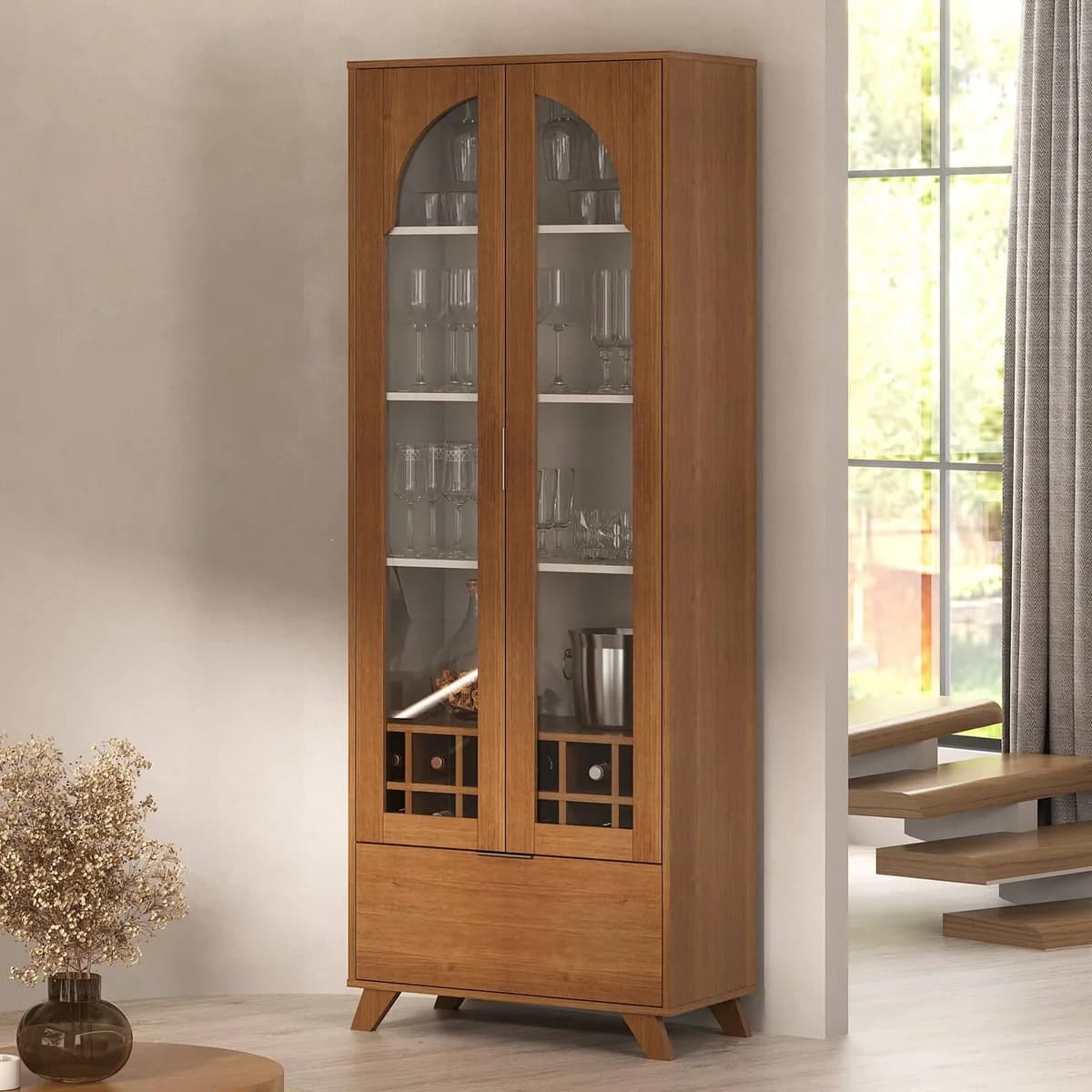 Cristaleira Murano - Cinamomo C / Off White - Móveis Curitiba | Moveirama