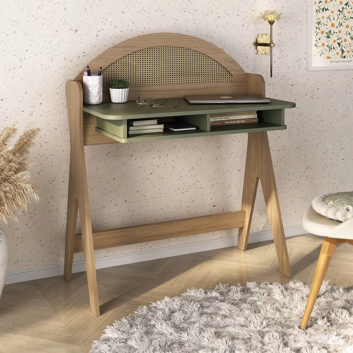 Escrivaninha Ceci - Carvalho C / Menta - Móveis Curitiba | Moveirama