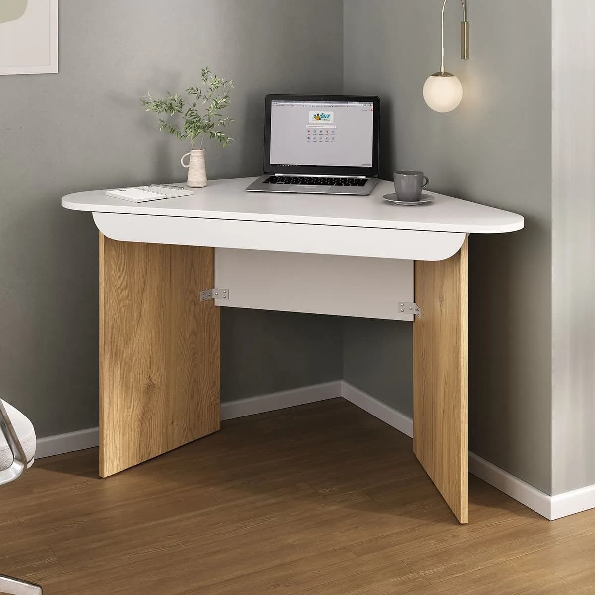 Escrivaninha de Canto Trend - Olmo/Branco