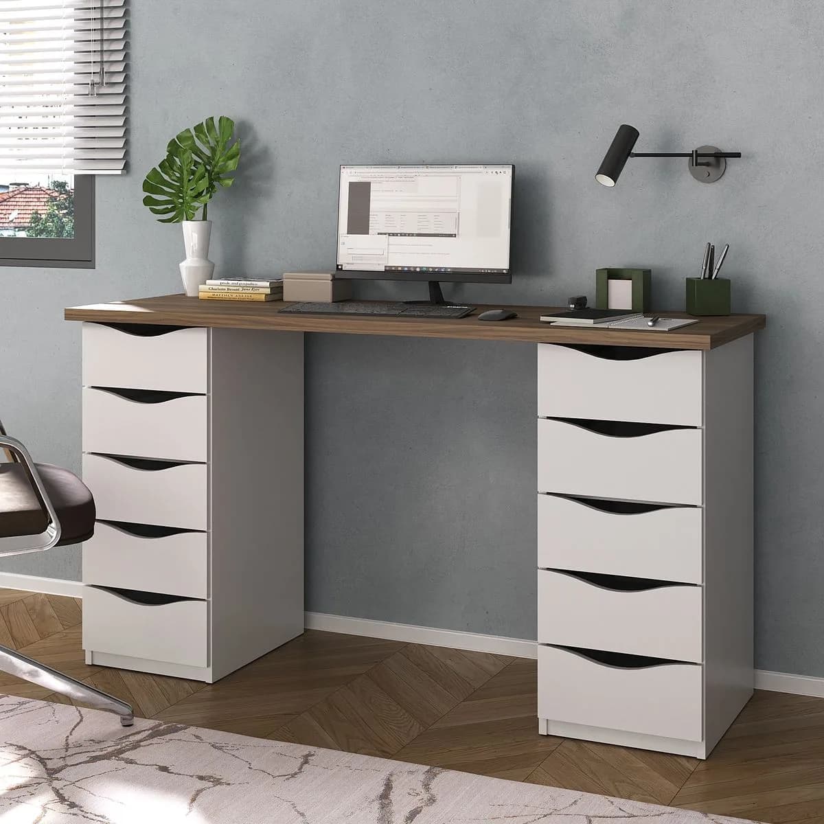 Escrivaninha Due - Nogal/Branco