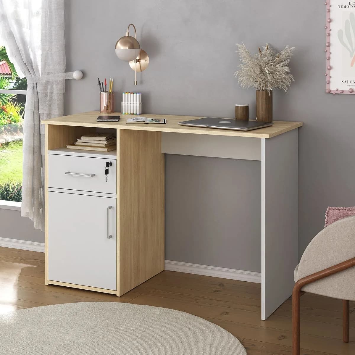 Escrivaninha Hall - Carvalho/Branco