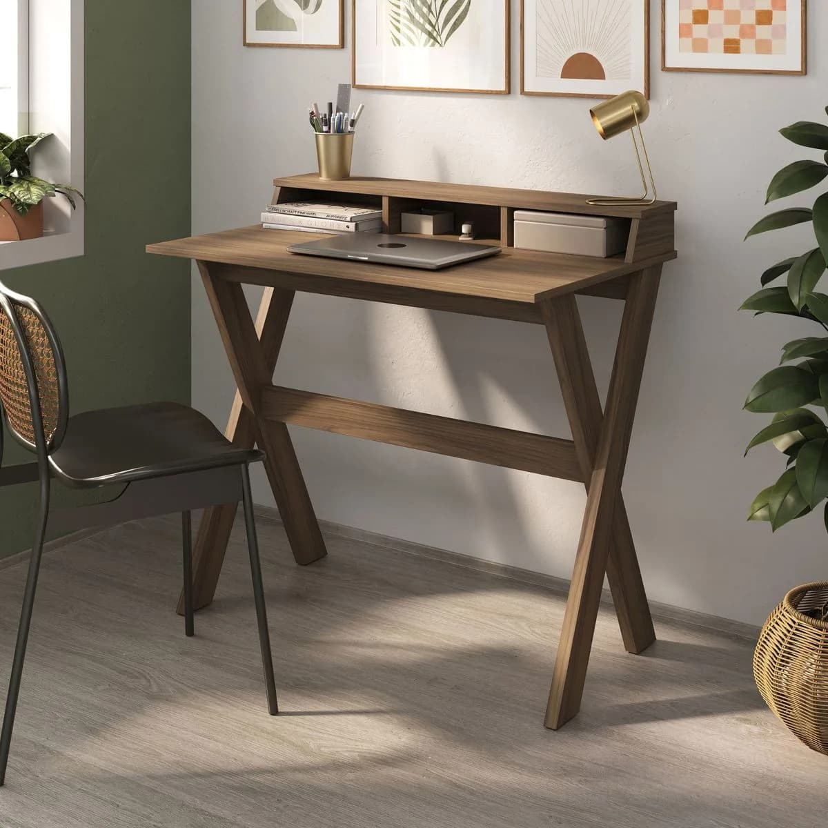 Escrivaninha Itália - Nogal - Móveis Curitiba | Moveirama