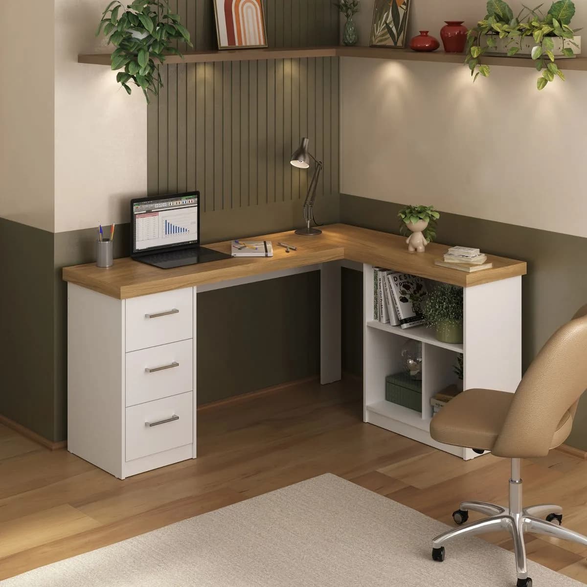 Escrivaninha Mali - Olmo/Branco