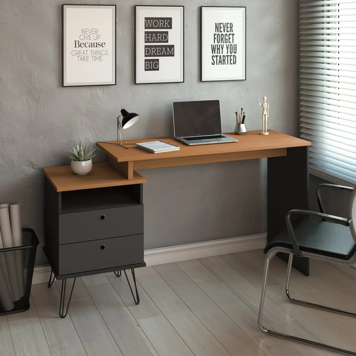 Escrivaninha Plus - Freijó/Preto - Móveis Curitiba | Moveirama