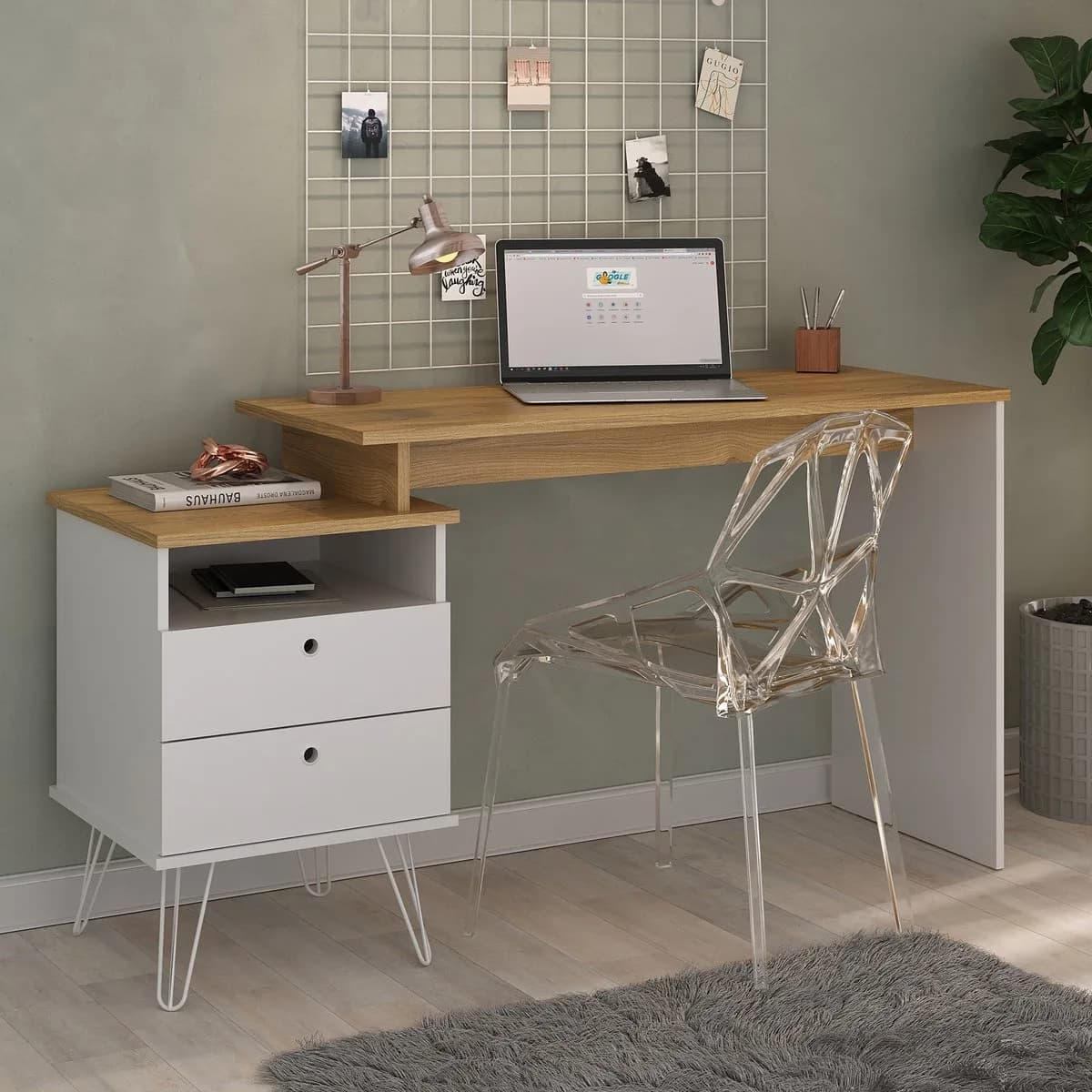 Escrivaninha Plus - Olmo/Branco