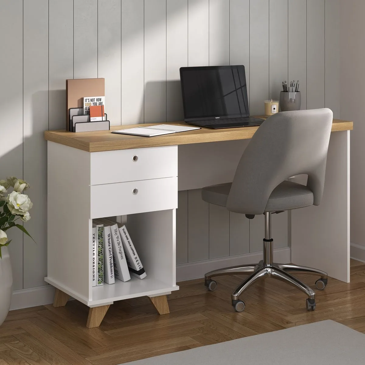 Escrivaninha Sky - Olmo/Branco