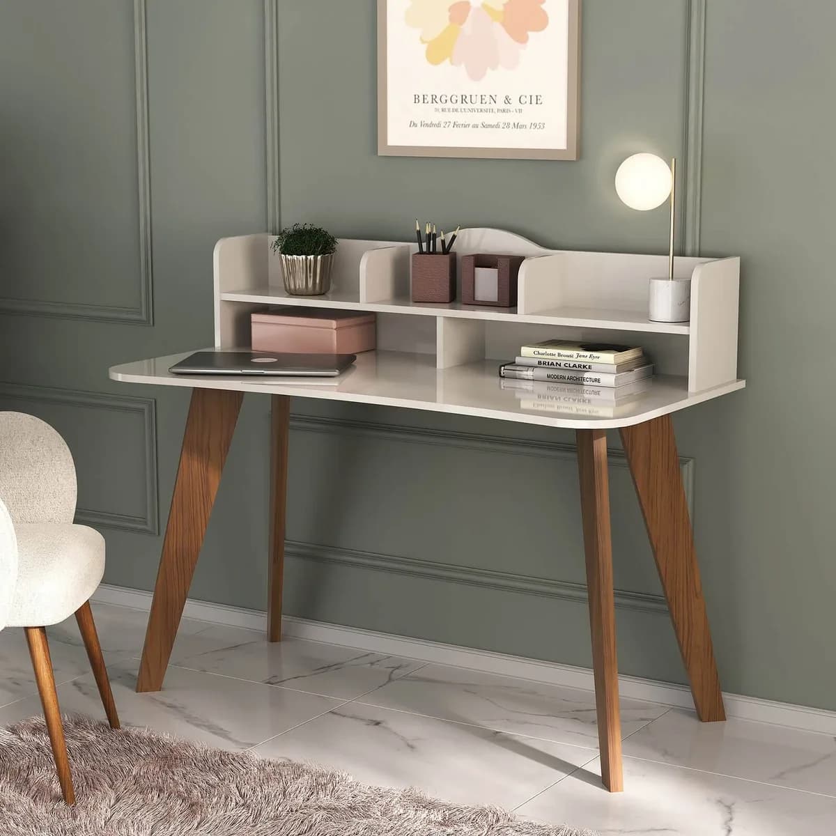 Escrivaninha Sofia - Off White C / Cedro - Móveis Curitiba | Moveirama