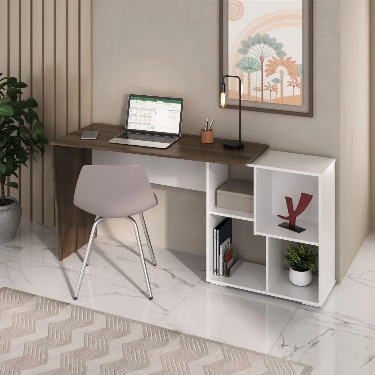 Escrivaninha Urban - Ipê/Branco - Móveis Curitiba | Moveirama