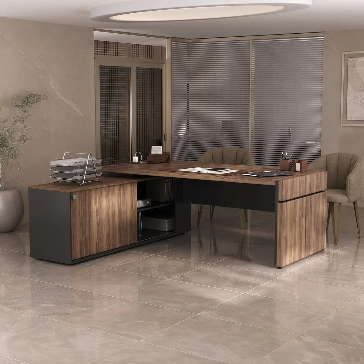 Estação Diretoria Tamburato Connect - Nogal/Preto - Móveis Curitiba | Moveirama