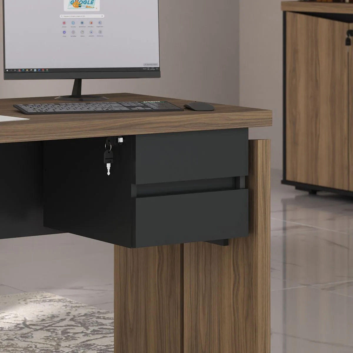 Gaveteiro Suspenso 2 Gavetas - Preto - Móveis Curitiba | Moveirama