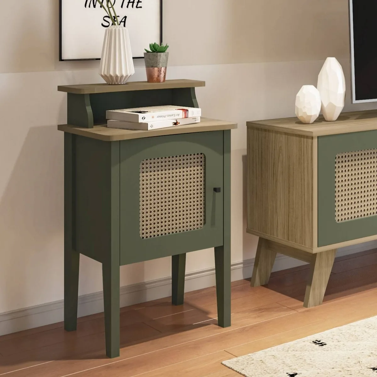 Mesa de Apoio Charlotte - Menta C / Carvalho - Móveis Curitiba | Moveirama