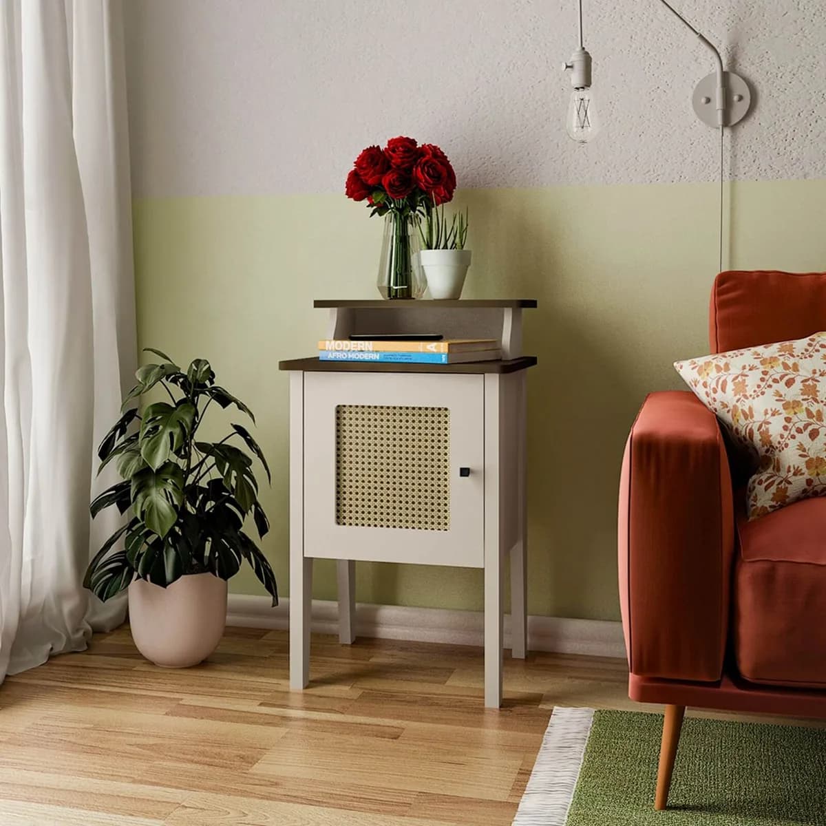 Mesa de Apoio Charlotte - Pinho C / Off White - Móveis Curitiba | Moveirama