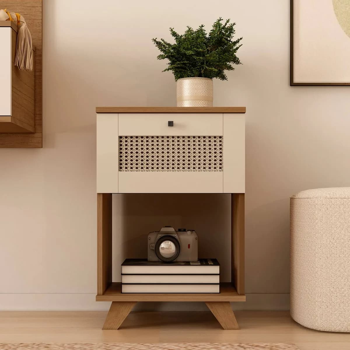 Mesa de Apoio Trama - Cinamomo C / Off White - Móveis Curitiba | Moveirama