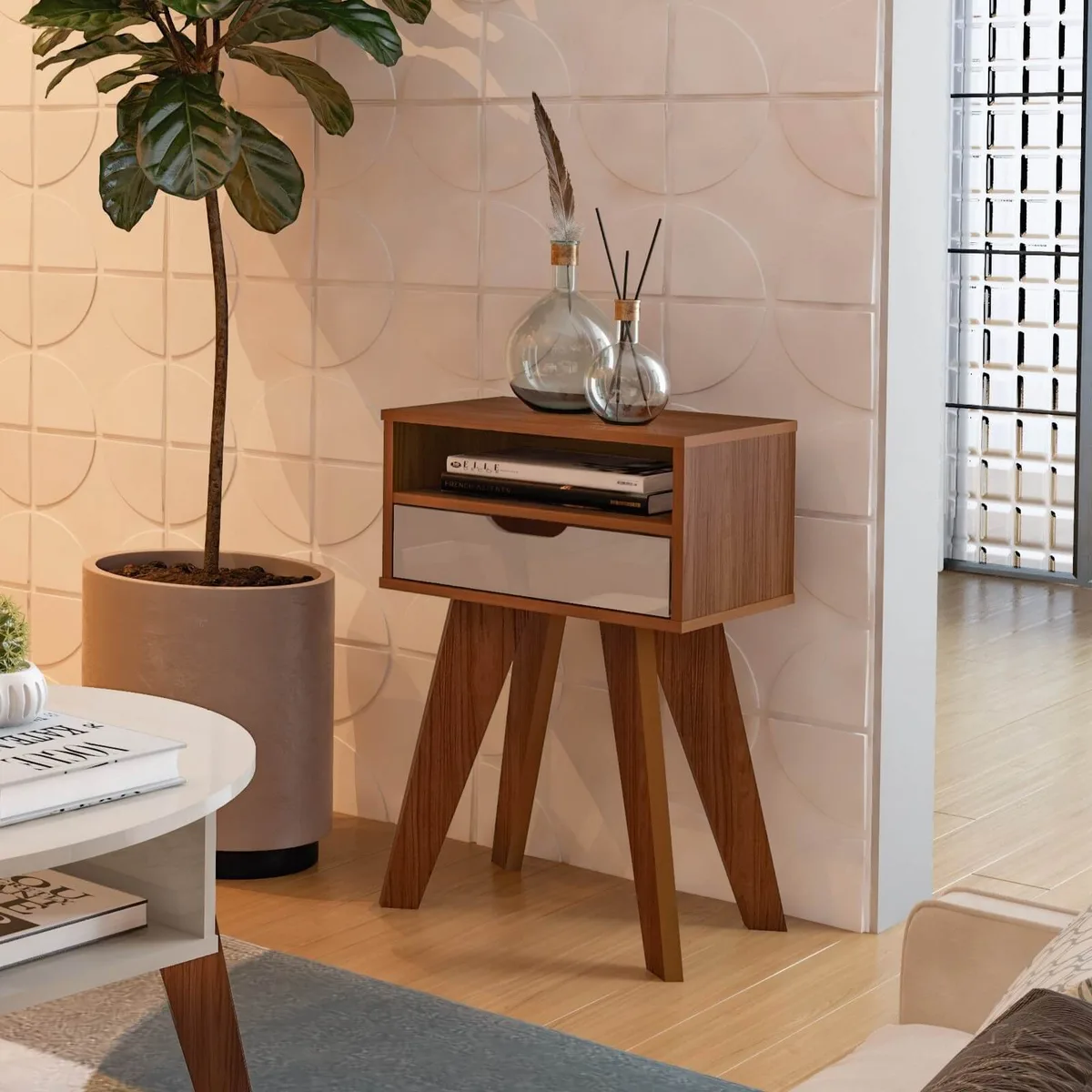 Mesa de Apoio Vip - Cedro C / Off White - Móveis Curitiba | Moveirama