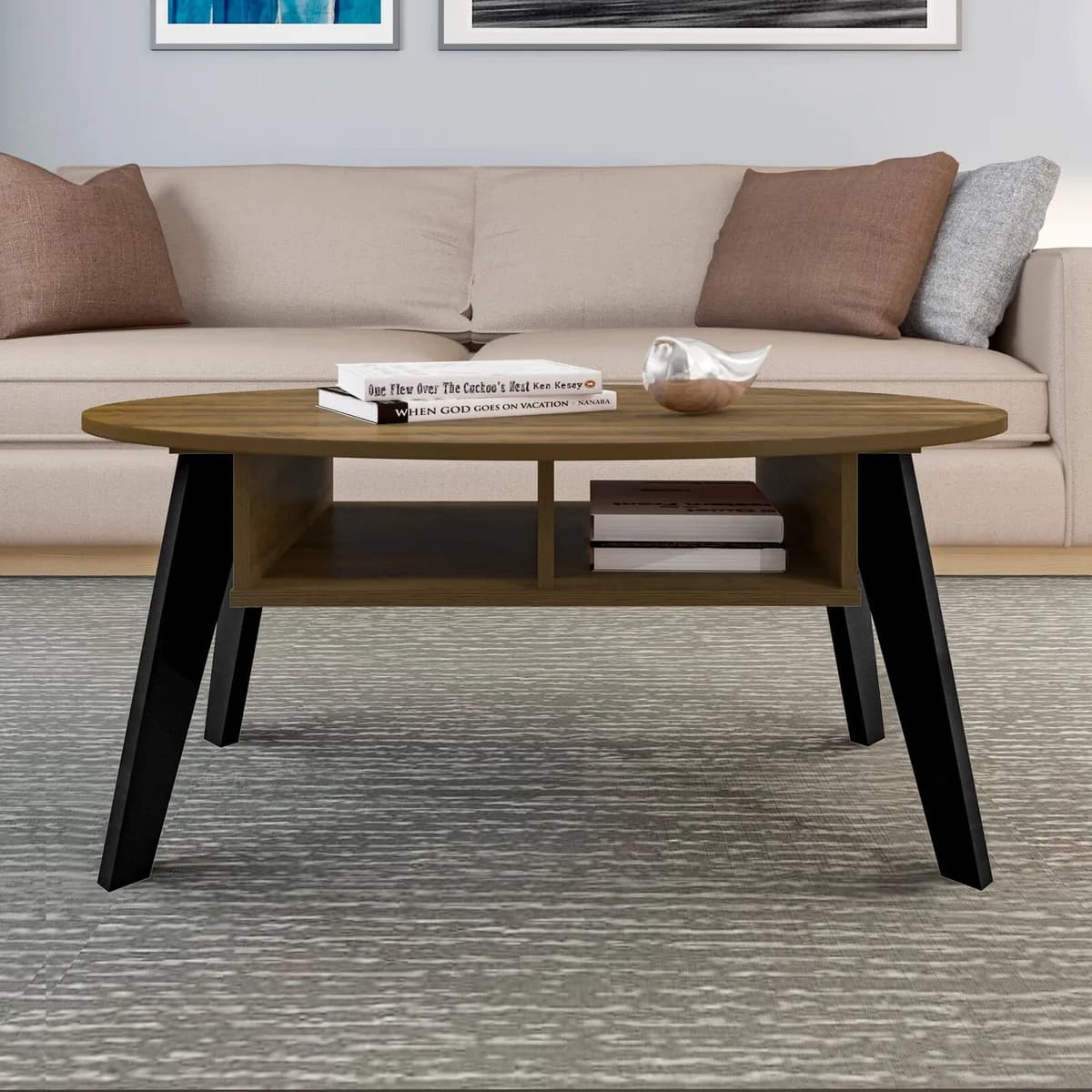 Mesa de Centro Diva - Pinho C / Preto - Móveis Curitiba | Moveirama