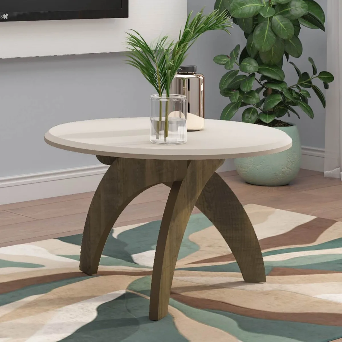 Mesa de Centro Jade - Off White C / Pinho - Móveis Curitiba | Moveirama