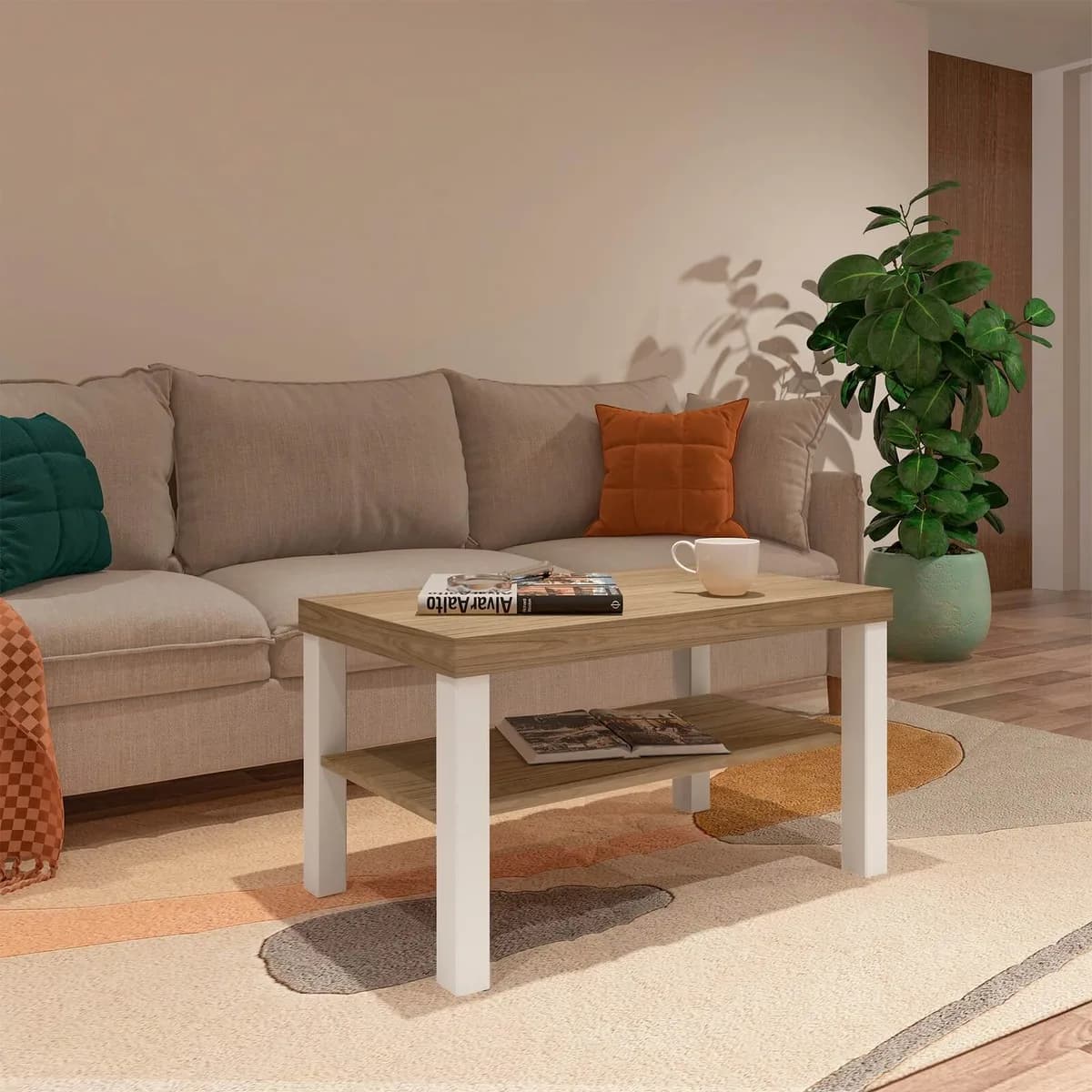 Mesa de Centro Up - Carvalho C / Off White