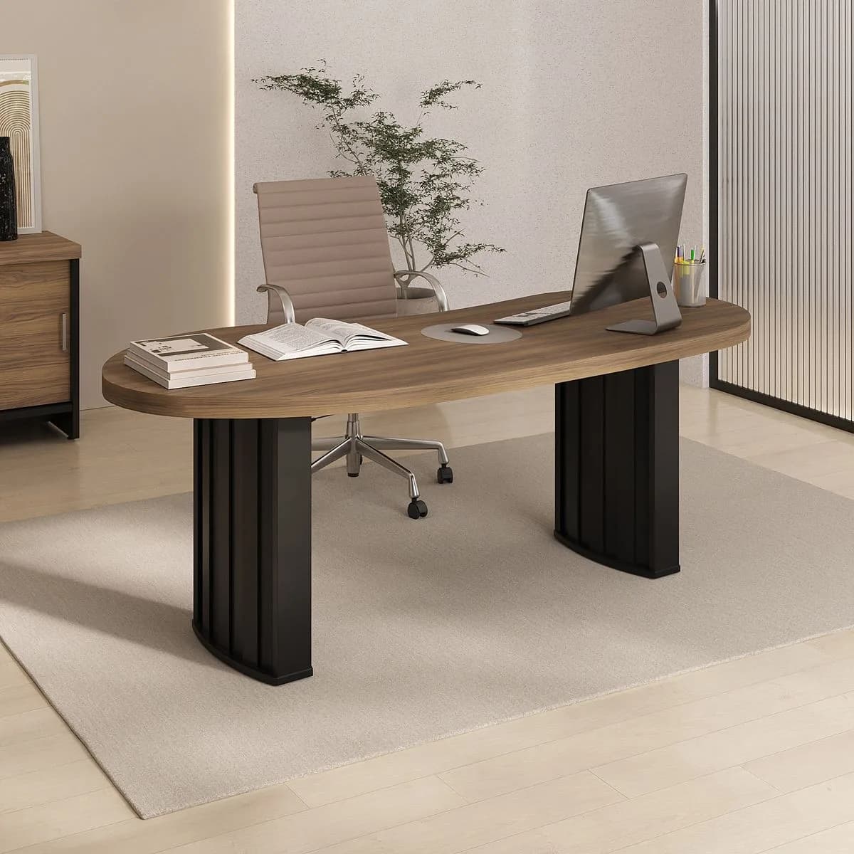 Mesa Tamburaro Organic - Nogal/Preto - Móveis Curitiba | Moveirama