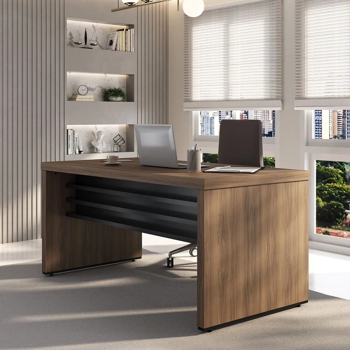 Mesa Tamburato 1400 - Nogal/Preto - Móveis Curitiba | Moveirama