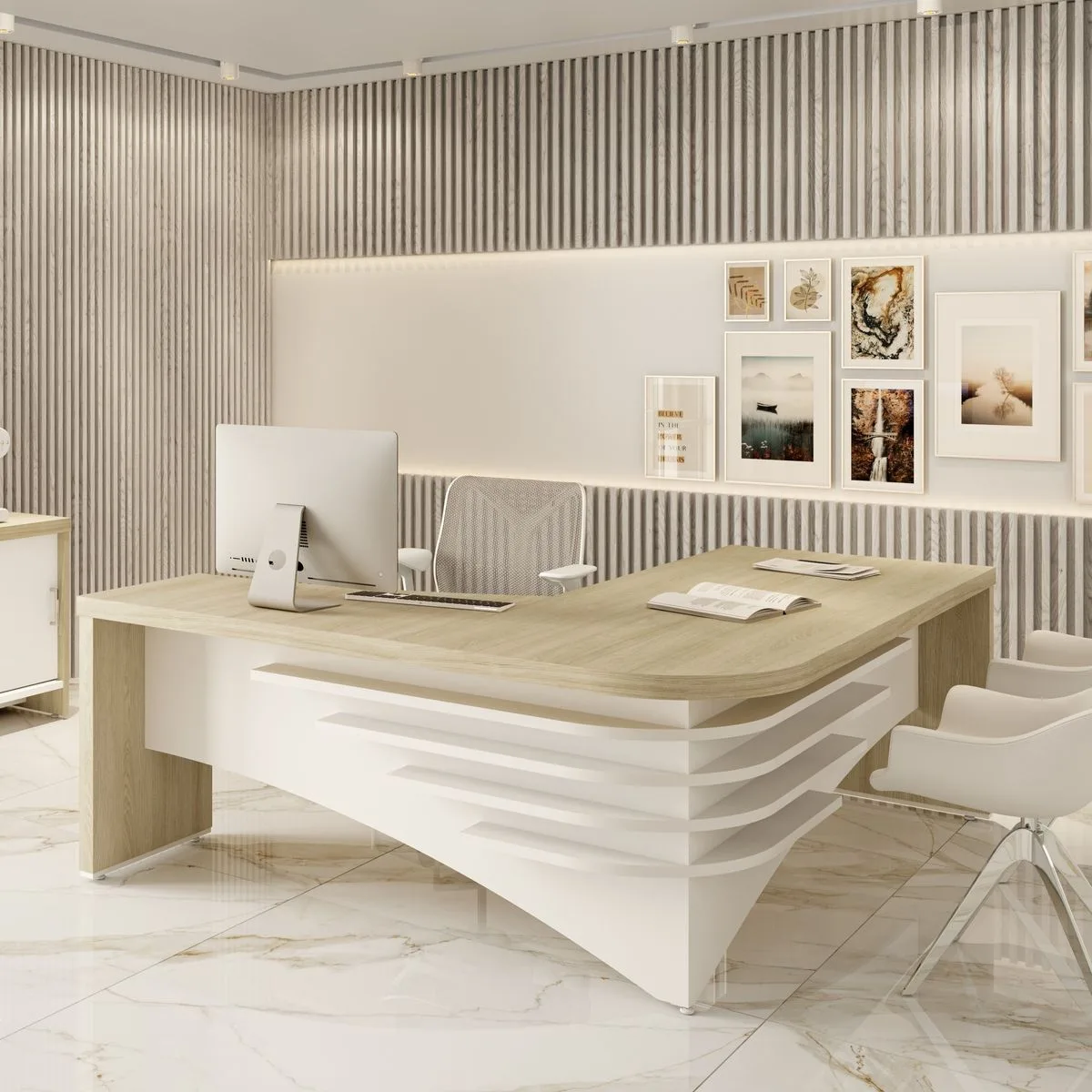 Mesa Tamburato Diretor Ld - Carvalho/Branco