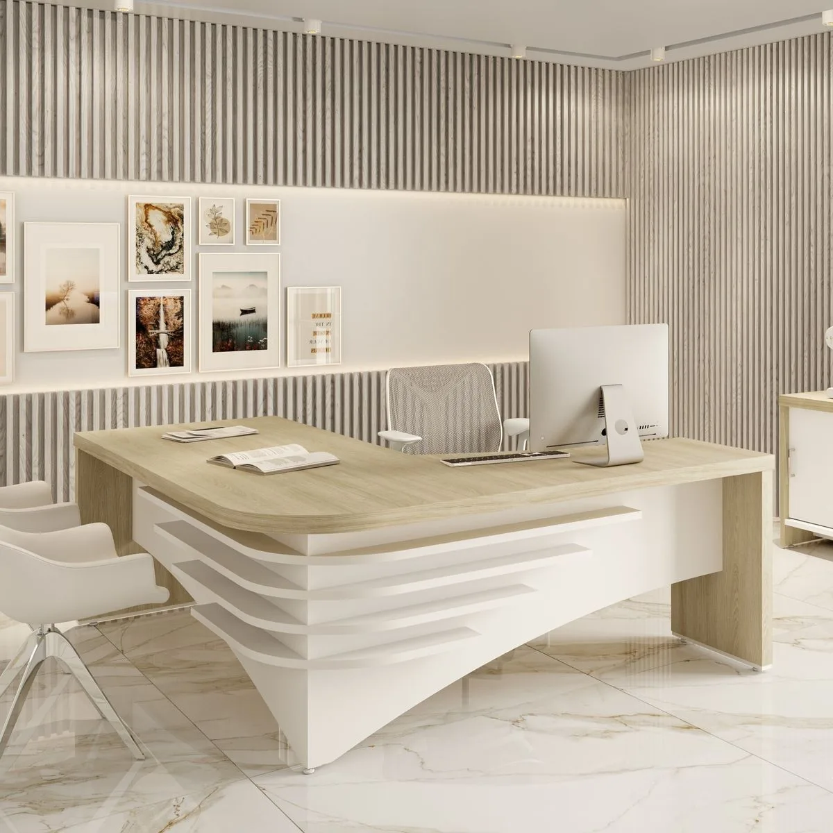 Mesa Tamburato Diretor Le - Carvalho/Branco