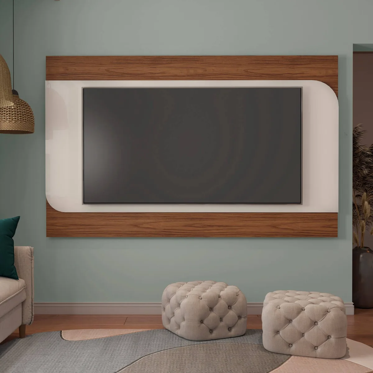 Painel Elegance para TV até 86 polegadas - Cedro C / Off White