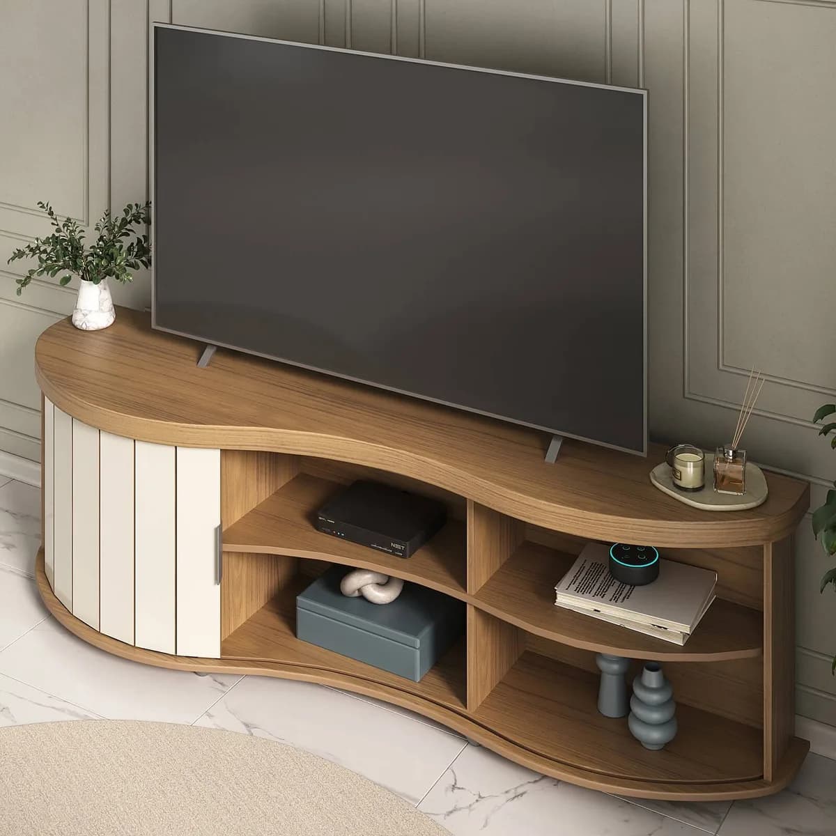 Rack Magnum - Carvalho C / Off White - Móveis Curitiba | Moveirama