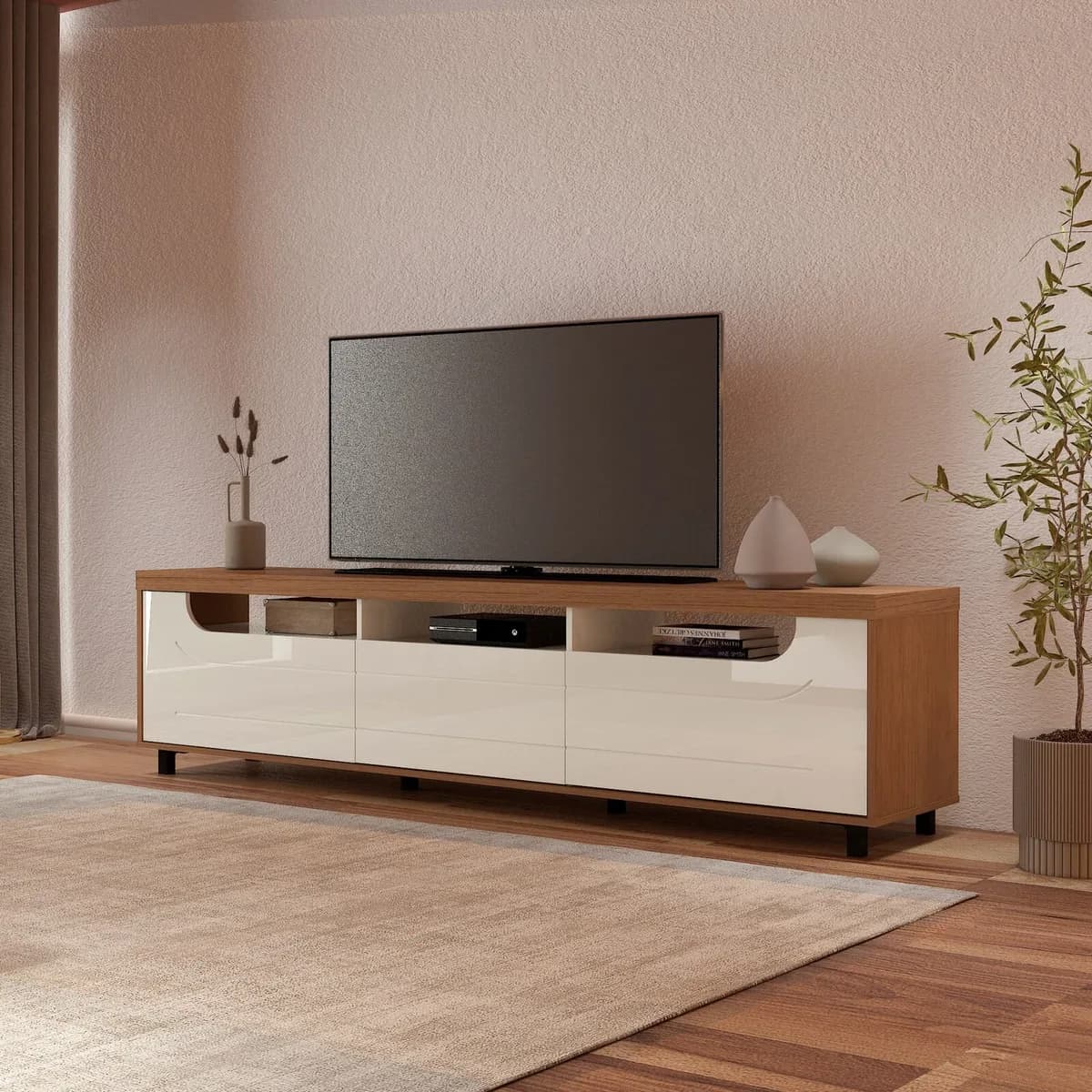 Rack Mercury para TV até 75 polegadas - Cinamomo C / Off White