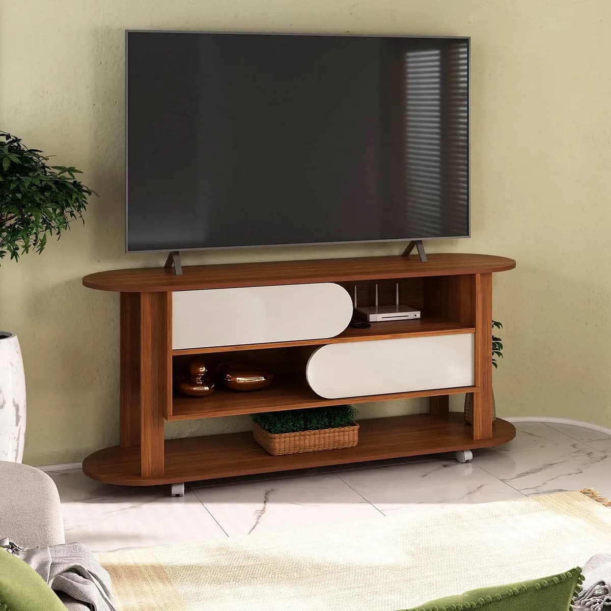 Rack Mundi para TV até 65 polegadas - Cedro C / Off White